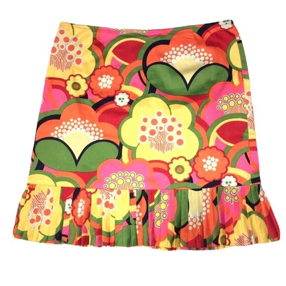 Nathalie Seaver Boutique Bright Mod Print Accordion Pleat Pencil Skirt SZ 2 - Picture 2 of 9